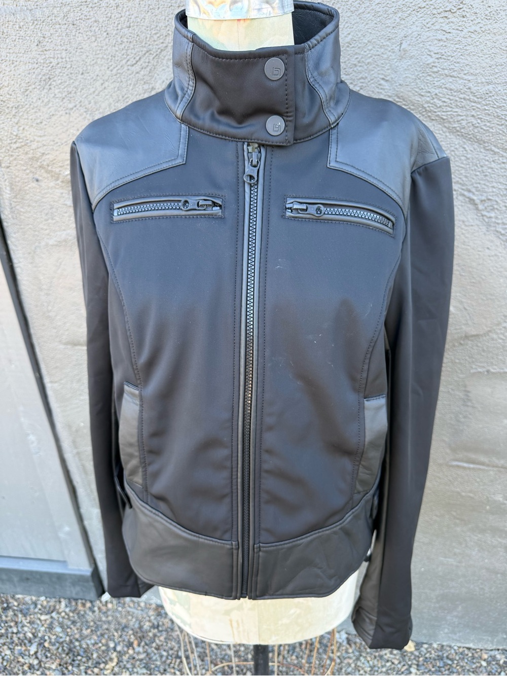 blanc noir Black Lightweight Jacket with High Stand Collar - Picture 1 of 4